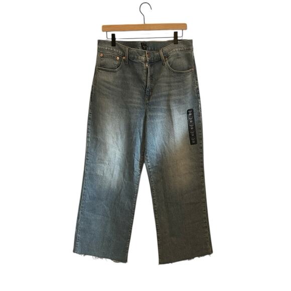 J. Crew Wide Leg Crop All Day Stretch Jeans NWT Sz 32 Light Wash Storm Wash - Picture 2 of 7